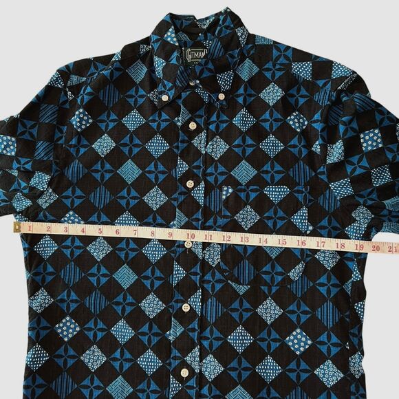 Gitman Bros Vintage Shirt Men's Asian Inspired Check Textured Cotton Small USA - Picture 10 of 13